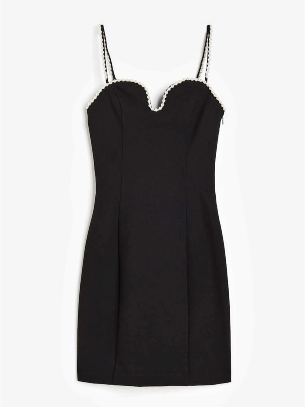 H&M Black Pearl-Trim Mini Dress Size XS bloggers fave party